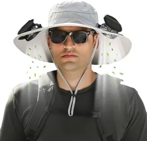 2025 Wide Brim Solar Fan Hats for Men Women - UPF 50  Hat with Solar Fans Built in- Removable & USB Charging Fan