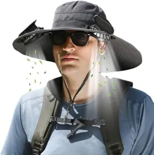 2025 Wide Brim Solar Fan Hats for Men Women - UPF 50  Hat with Solar Fans Built in- Removable & USB Charging Fan