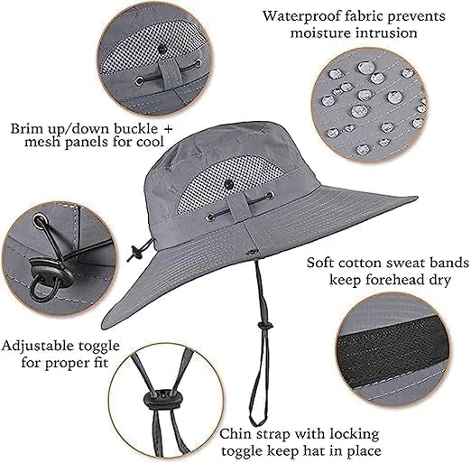 2025 Wide Brim Solar Fan Hats for Men Women - UPF 50  Hat with Solar Fans Built in- Removable & USB Charging Fan