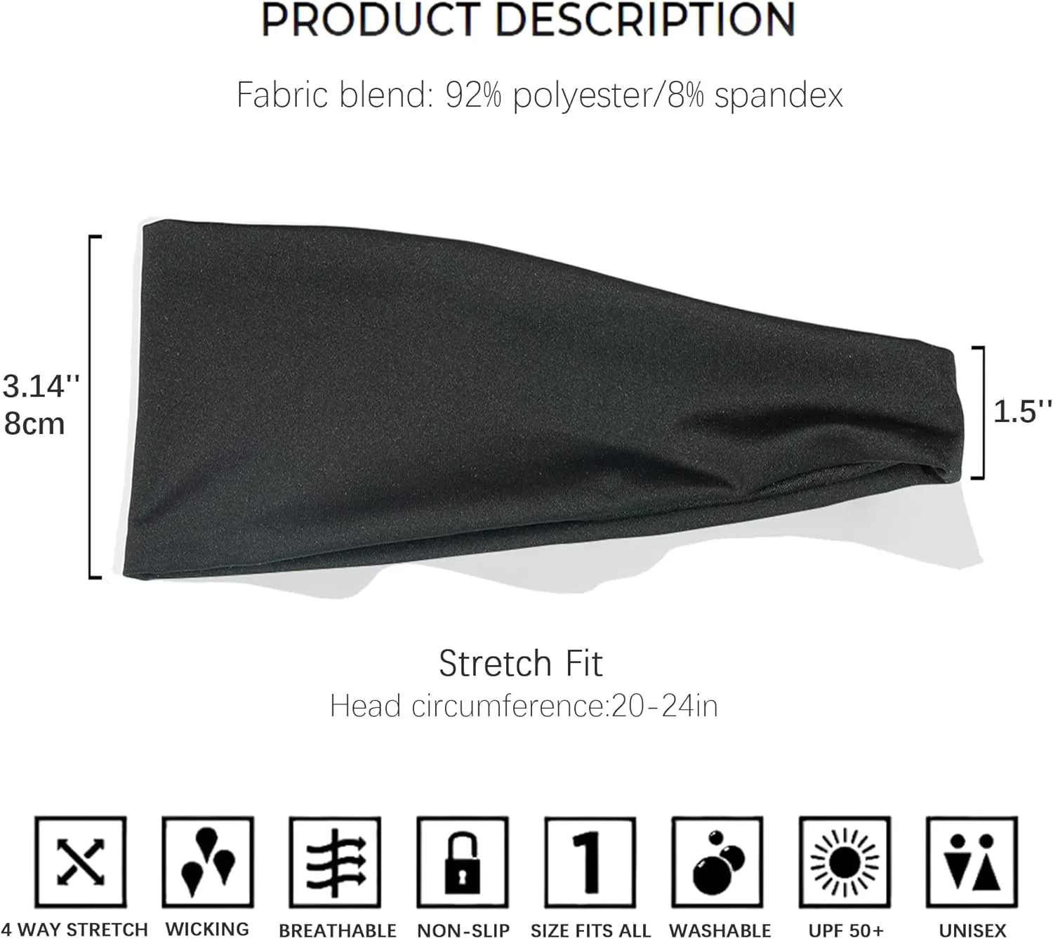 5 Pack Sports Headband for Men, Breathable Mesh Design, Reused & Washed Mens Headband Sweat Bands for Running Yoga Fitness Workout