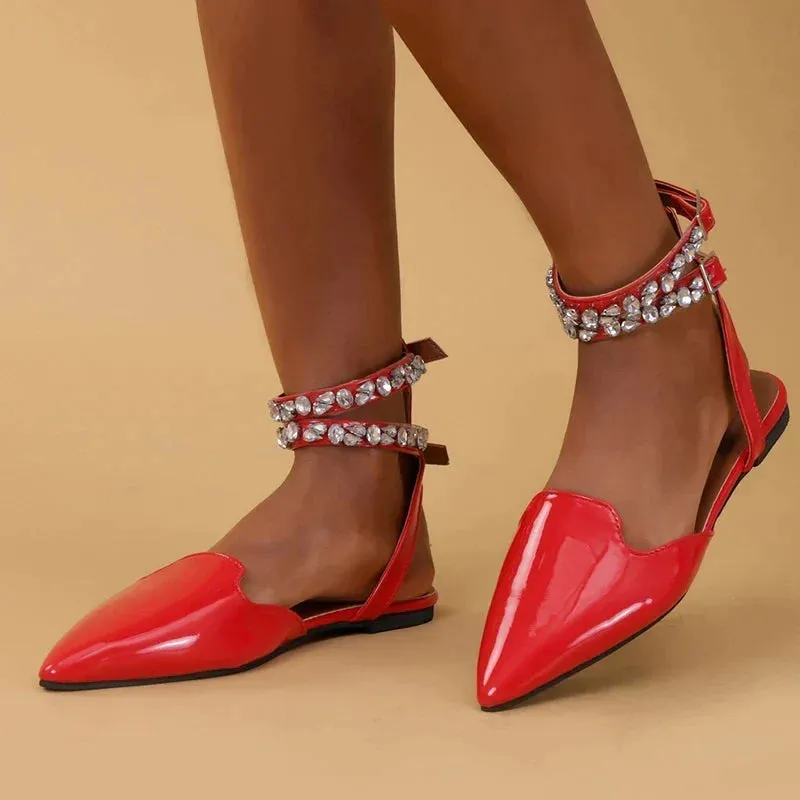 AMOZAE- - Summer Rhinestone Ankle Strap Gladiator Sandals