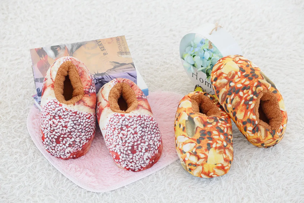 Baked Bread Plush Slippers for Women