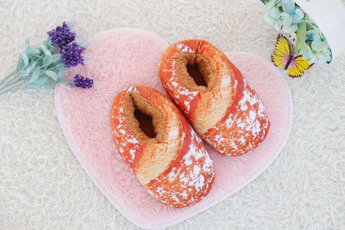 Baked Bread Plush Slippers for Women