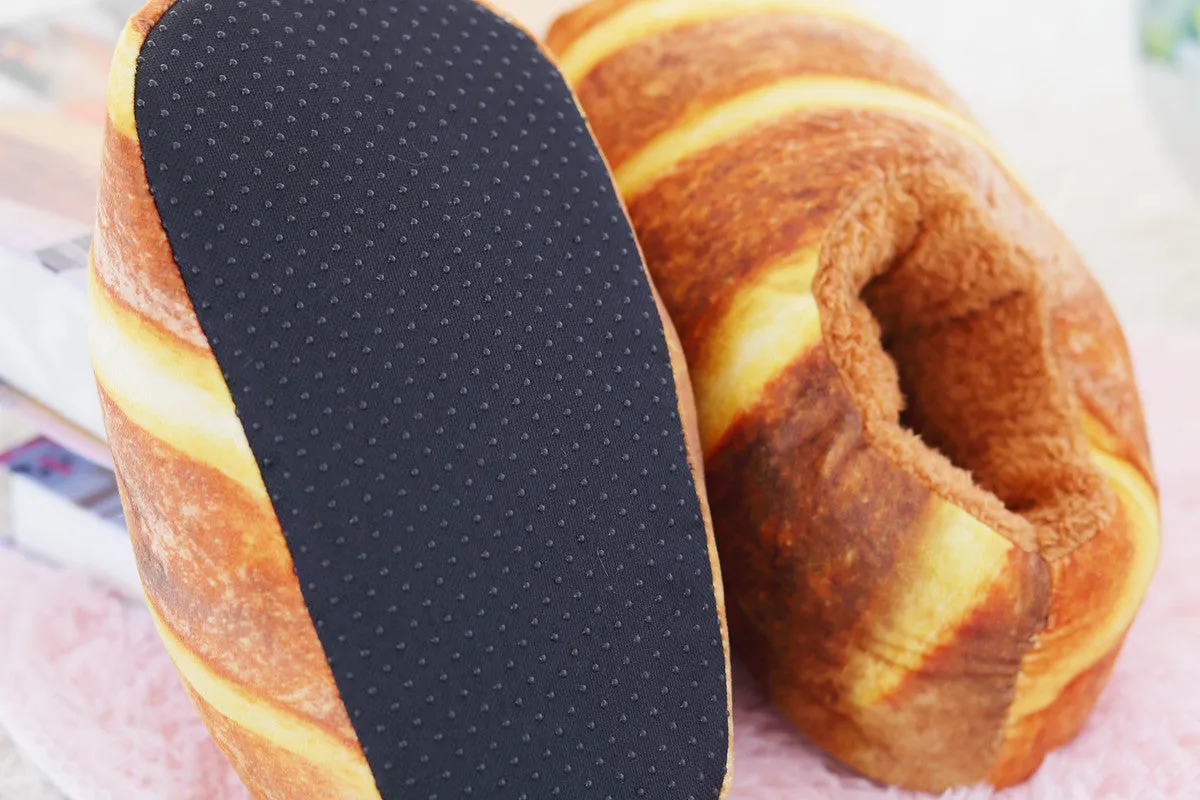 Baked Bread Plush Slippers for Women