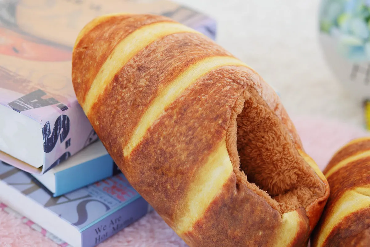Baked Bread Plush Slippers for Women