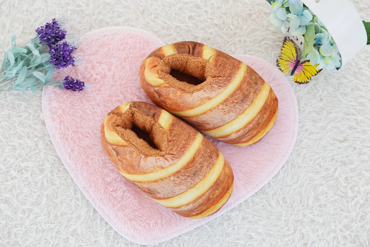 Baked Bread Plush Slippers for Women