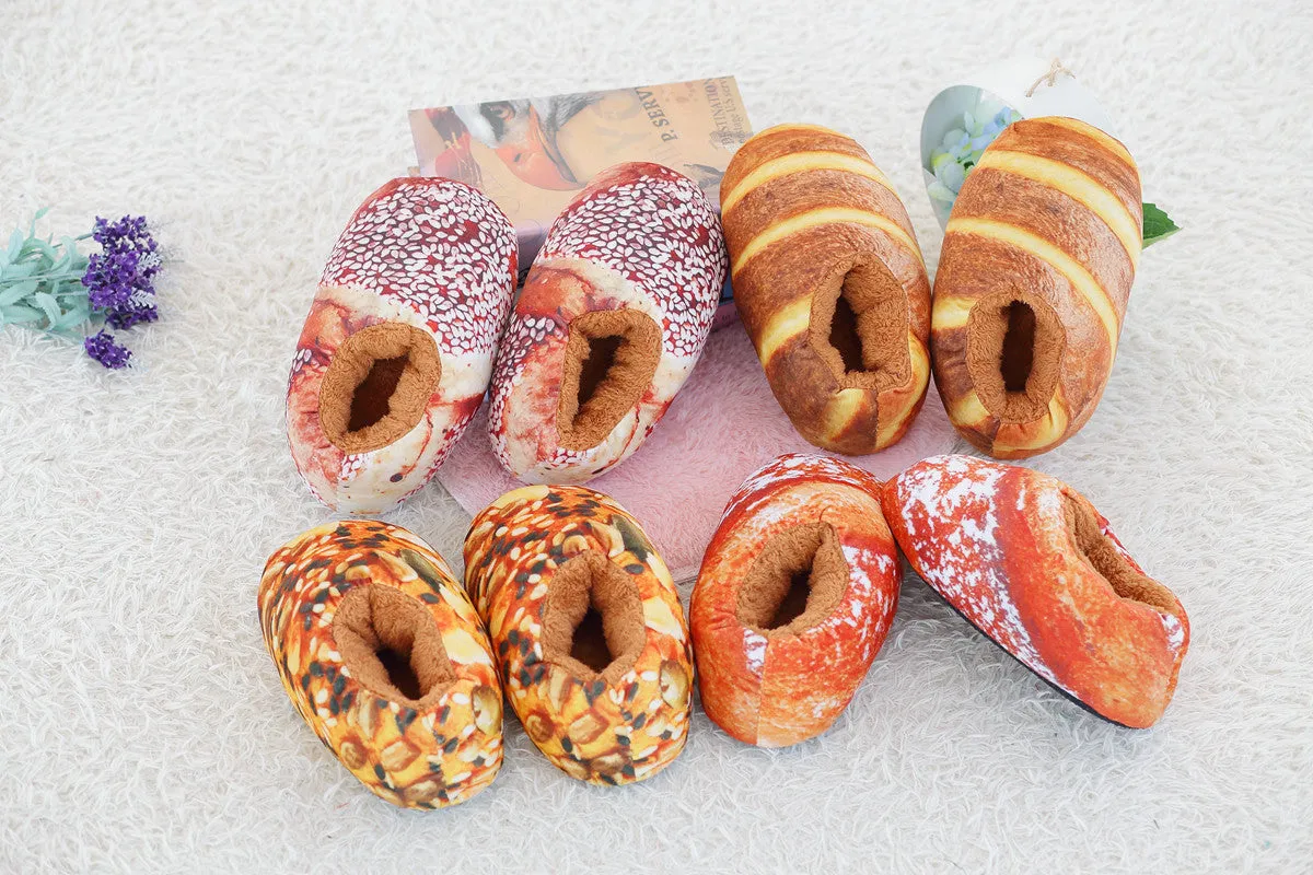 Baked Bread Plush Slippers for Women