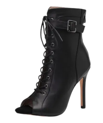 Black Leather Dance Boots For Heels Salsa Class