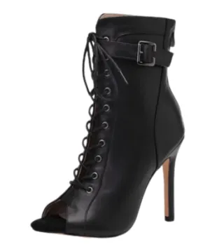 Black Leather Dance Boots For Heels Salsa Class