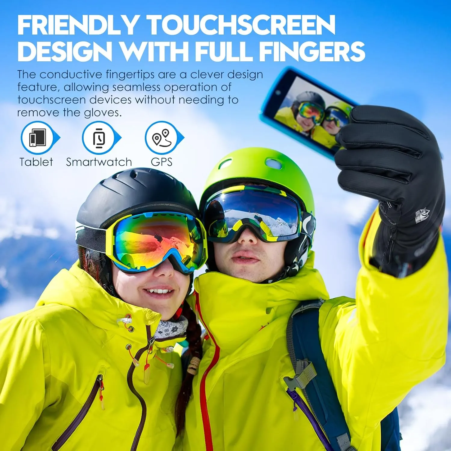 Bruvoalon Y322 Winter Gloves for Men & Women, -30?H Touchscreen 5-Layer Thermal Insulated, Windproof Anti-Slip Ski Gloves