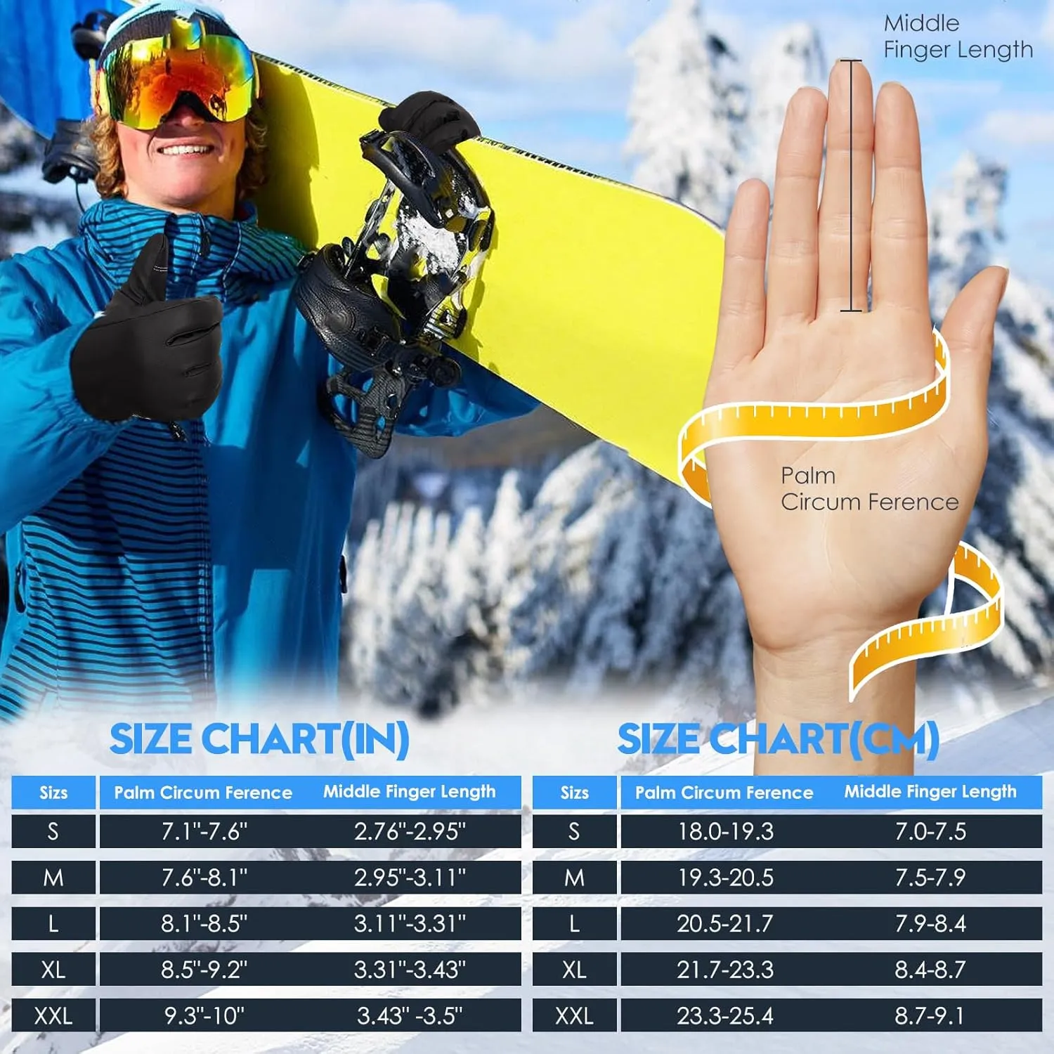 Bruvoalon Y322 Winter Gloves for Men & Women, -30?H Touchscreen 5-Layer Thermal Insulated, Windproof Anti-Slip Ski Gloves