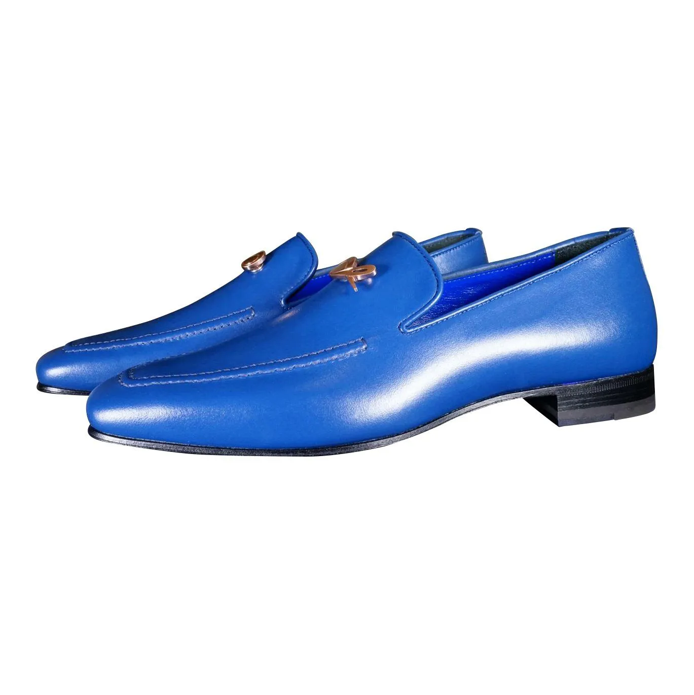 Cobalt With Rose Gold Hardware Leather Loafer