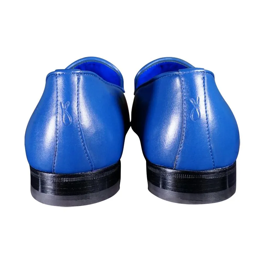 Cobalt With Rose Gold Hardware Leather Loafer