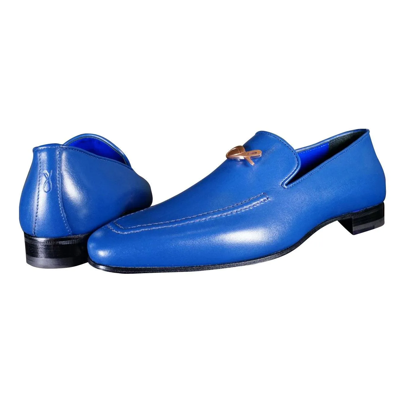 Cobalt With Rose Gold Hardware Leather Loafer