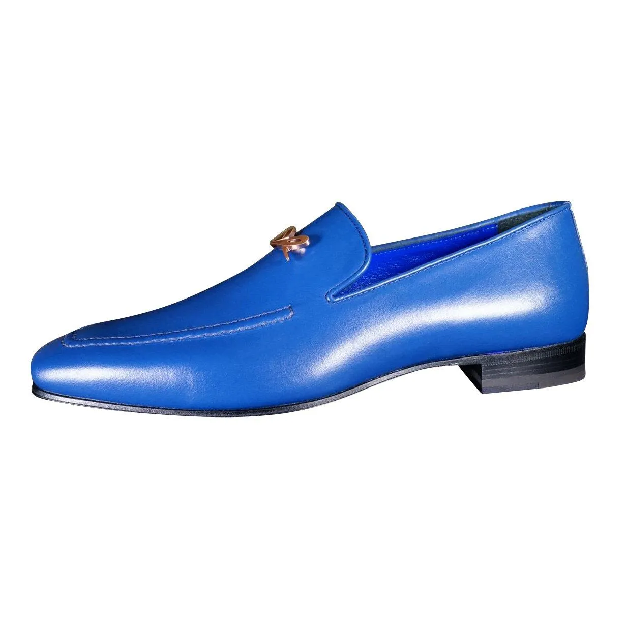 Cobalt With Rose Gold Hardware Leather Loafer