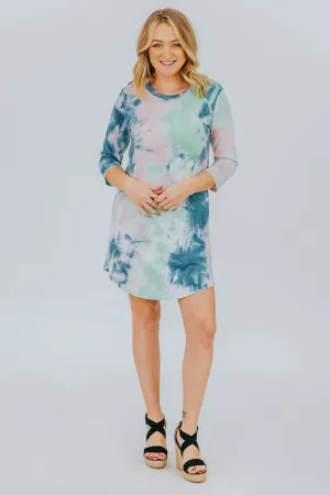 Cosmic Love Tie Dye Dress in Mint