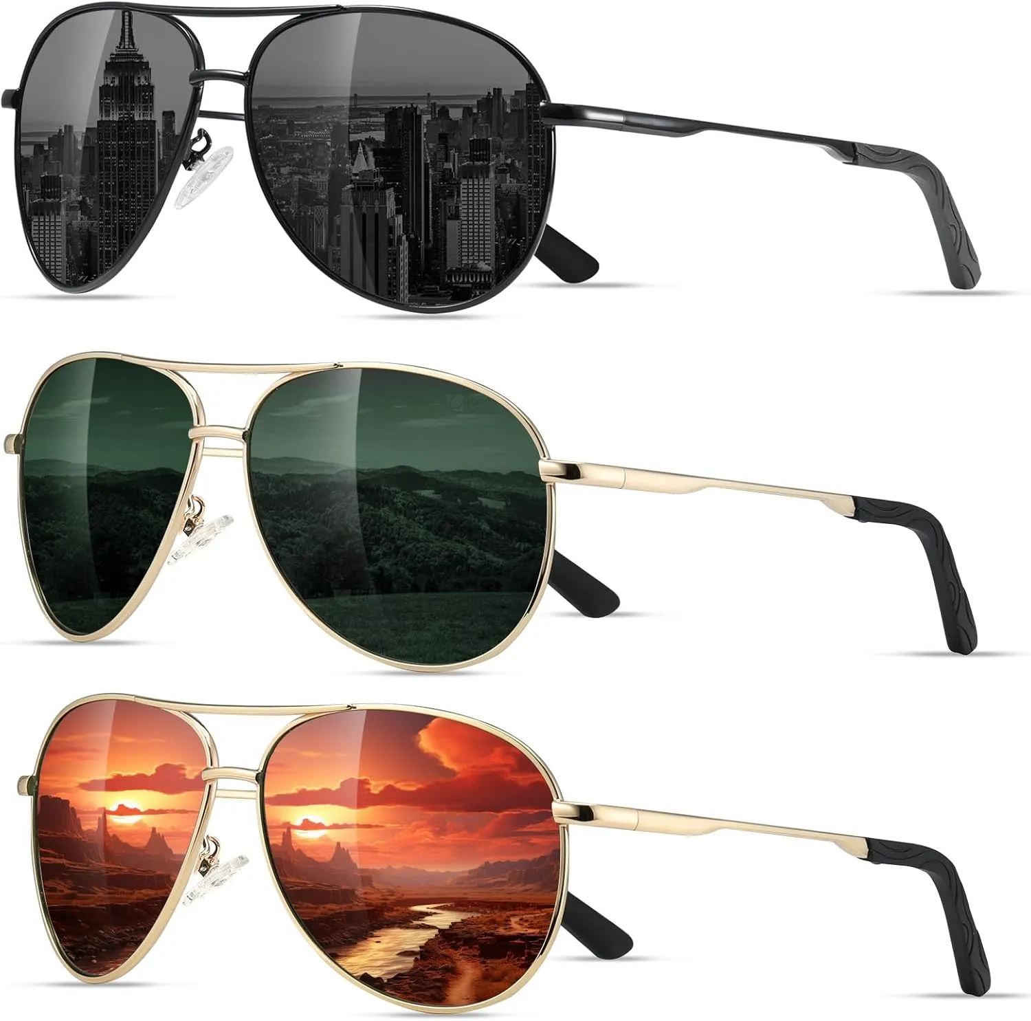 Eiuizah Polarized Aviator Sunglasses for Men Women- Classic Sun Glasses for Driving Fishing with UV Protection