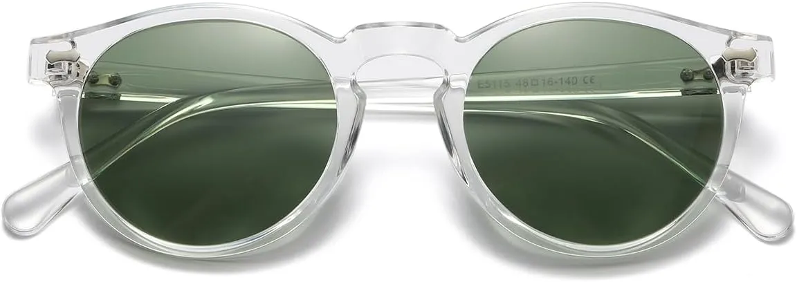 Gleyemor Vintage Polarized Sunglasses for Men Round Sunglasses UV400 Protection Retro Hand-crafted Acetate Frame