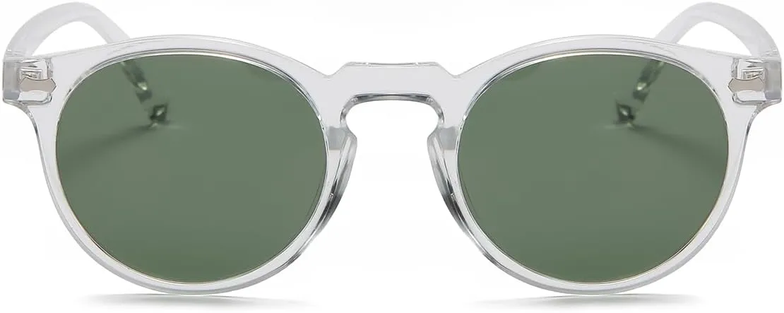 Gleyemor Vintage Polarized Sunglasses for Men Round Sunglasses UV400 Protection Retro Hand-crafted Acetate Frame