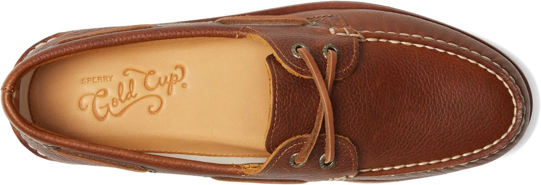 Gold A/O 2-Eye Tumbled Sperry Boat Shoes, Tan