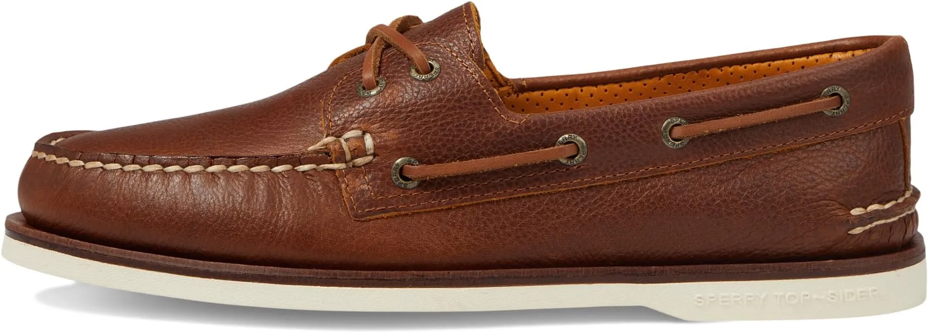 Gold A/O 2-Eye Tumbled Sperry Boat Shoes, Tan