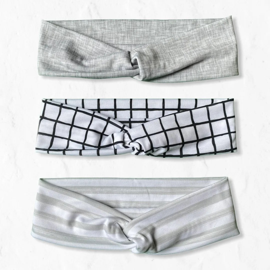 Gray Stripe Knotties Headband