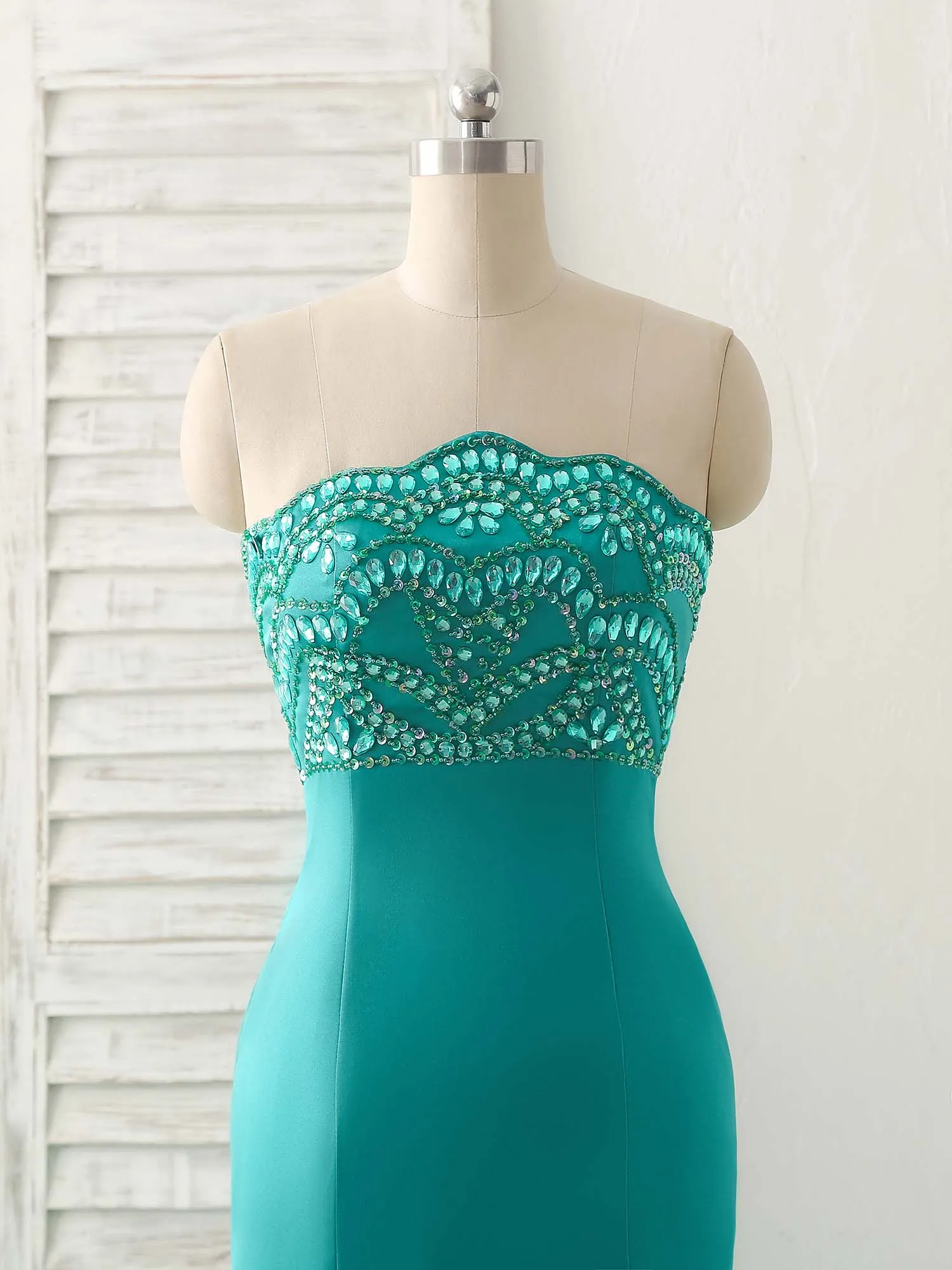 Green Tulle Mermaid Long Prom Dress Green Evening Dress