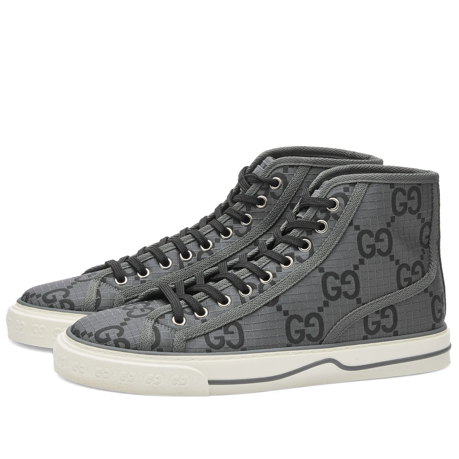 Gucci Tennis Hi Sneakers, Black & Gray