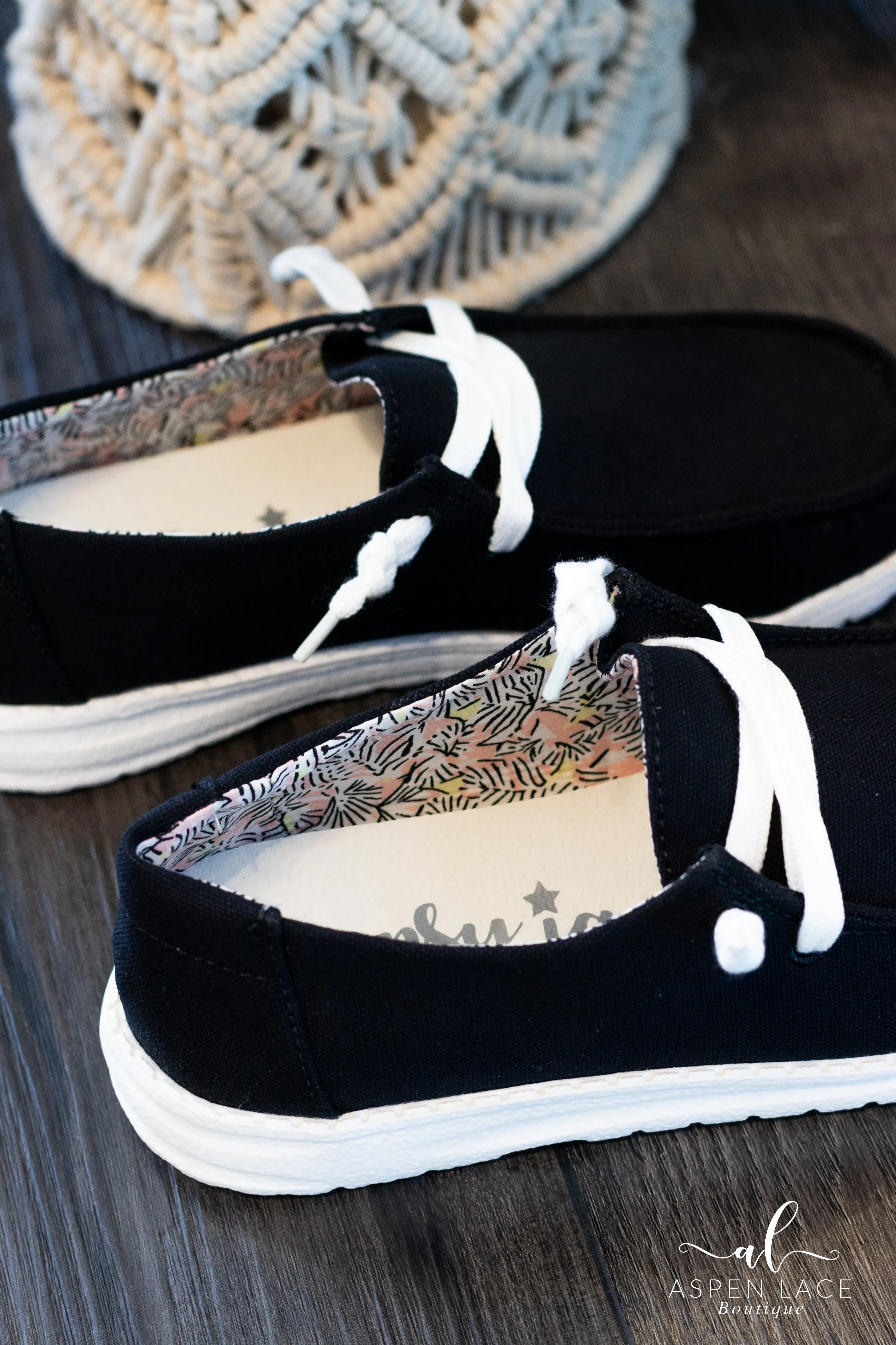 Holly Boat Shoes (Black Canvas)
