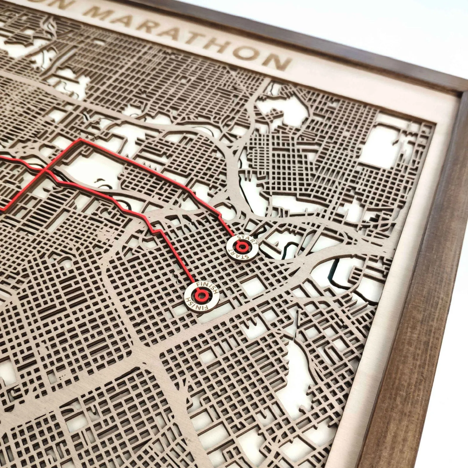 Houston Marathon Laser-Cut Wooden Map – Unique Runner Poster Gift