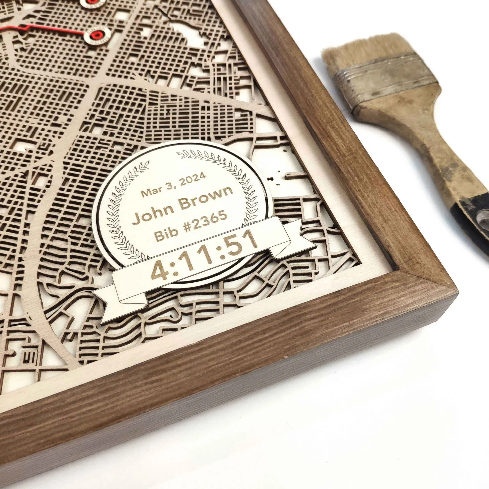 Houston Marathon Laser-Cut Wooden Map – Unique Runner Poster Gift