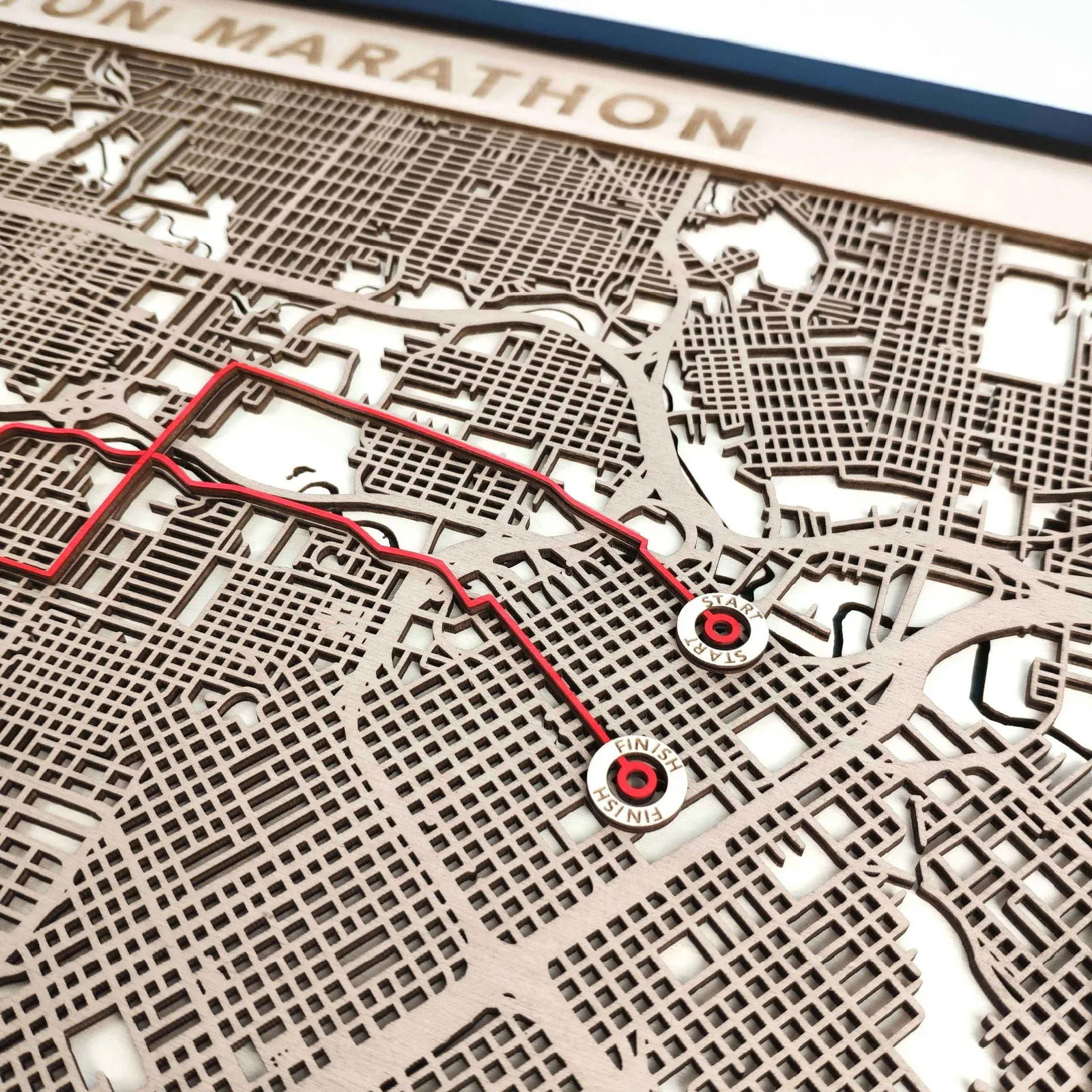 Houston Marathon Wooden Map