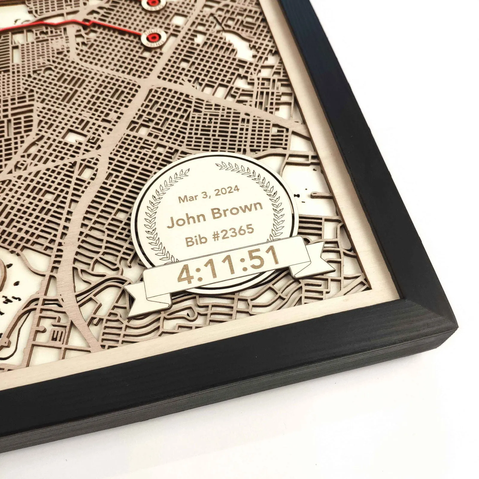 Houston Marathon Wooden Map