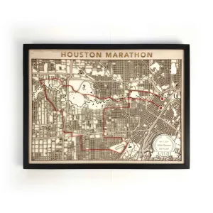 Houston Marathon Wooden Map