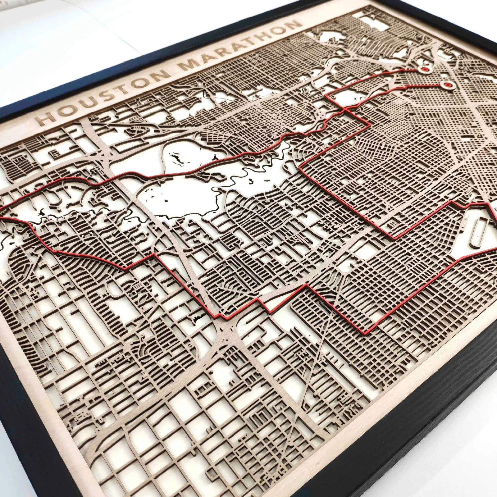 Houston Marathon Wooden Map