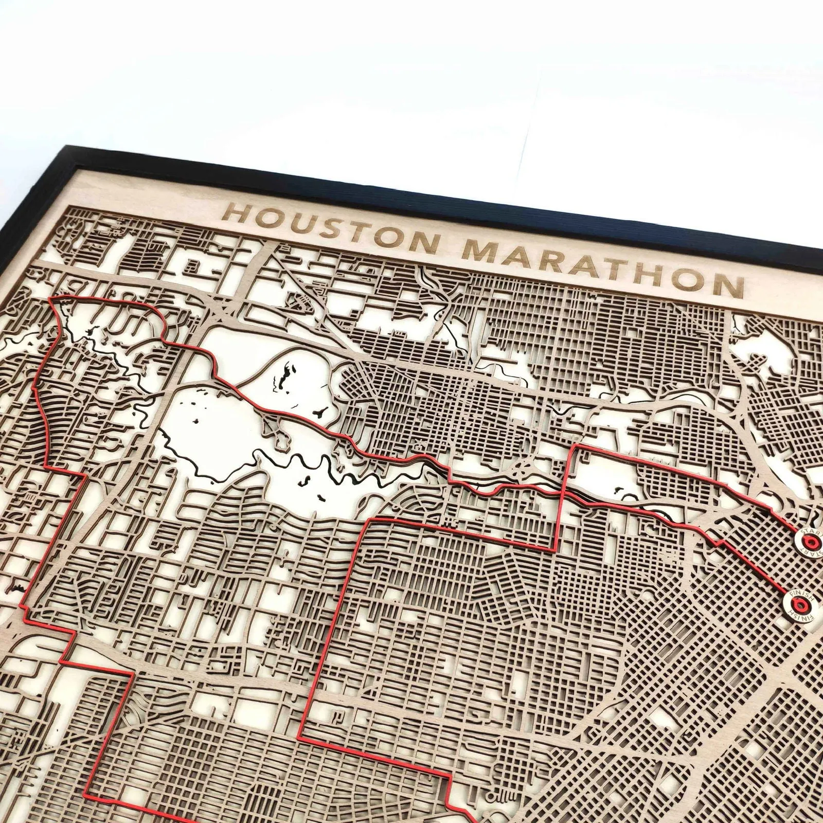 Houston Marathon Wooden Map