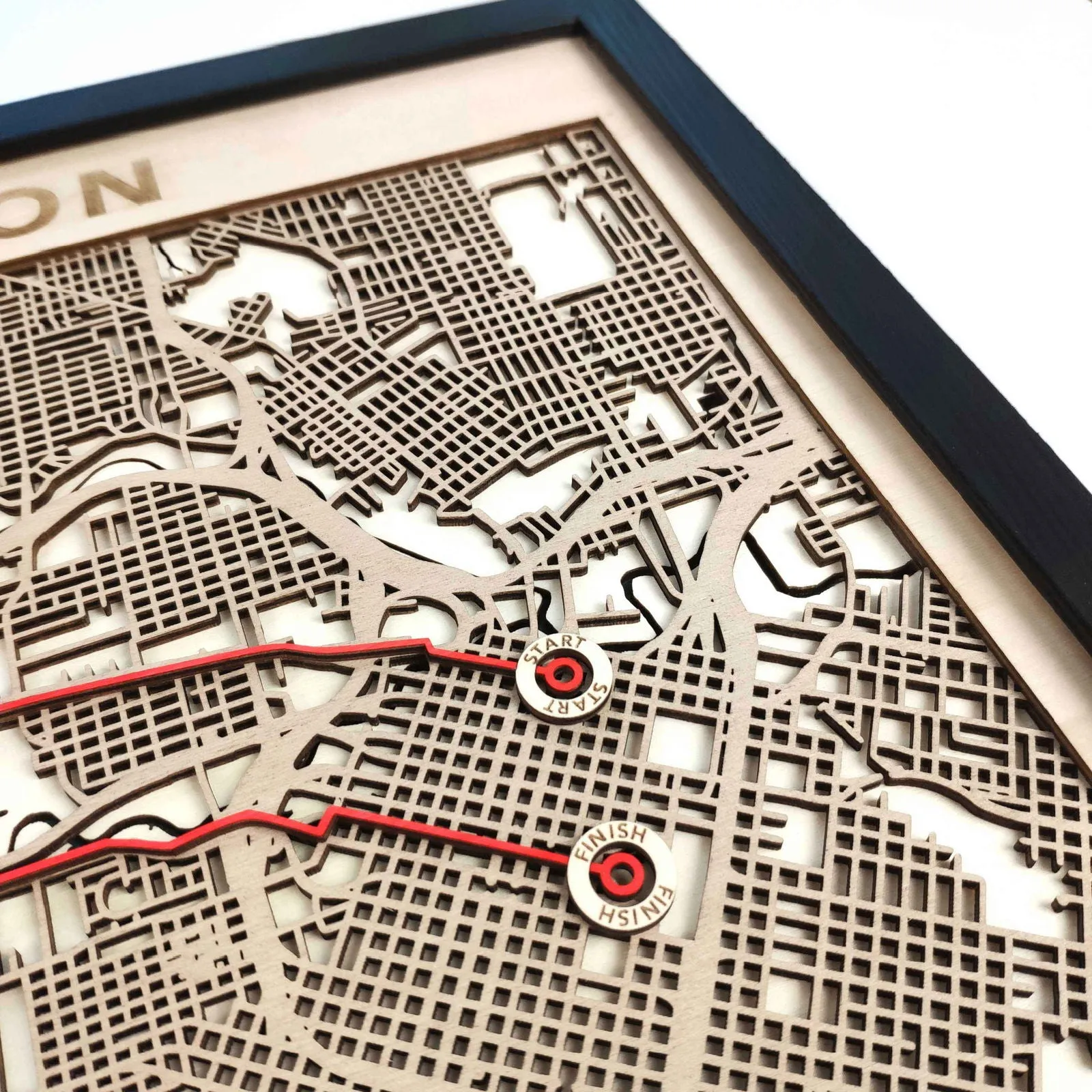 Houston Marathon Wooden Map