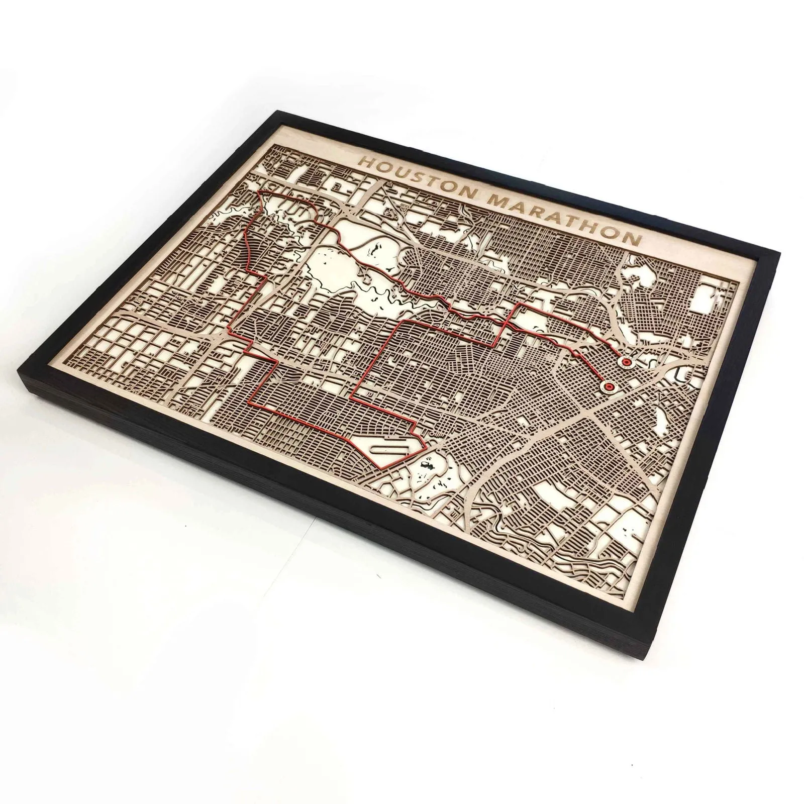 Houston Marathon Wooden Map