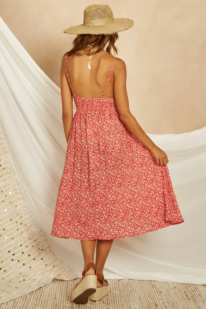 Island Love Midi Dress Red