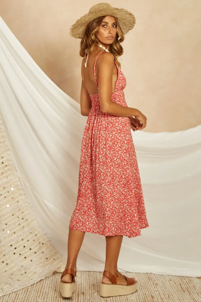 Island Love Midi Dress Red