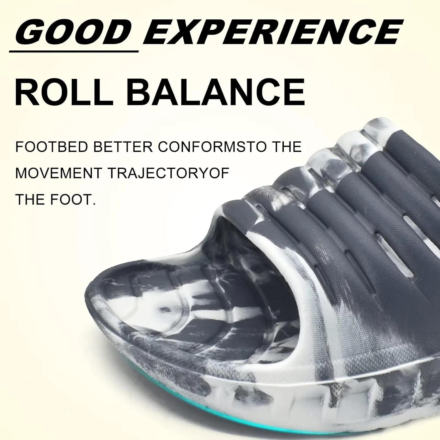 KuaiLu Mens Recovery Sandals Orthotic Thick Cushion Open Toe Sport Slides, Reduces Stress on Feet With Comfortable Plantar Fasciitis, Joints & Back Post-Exercise