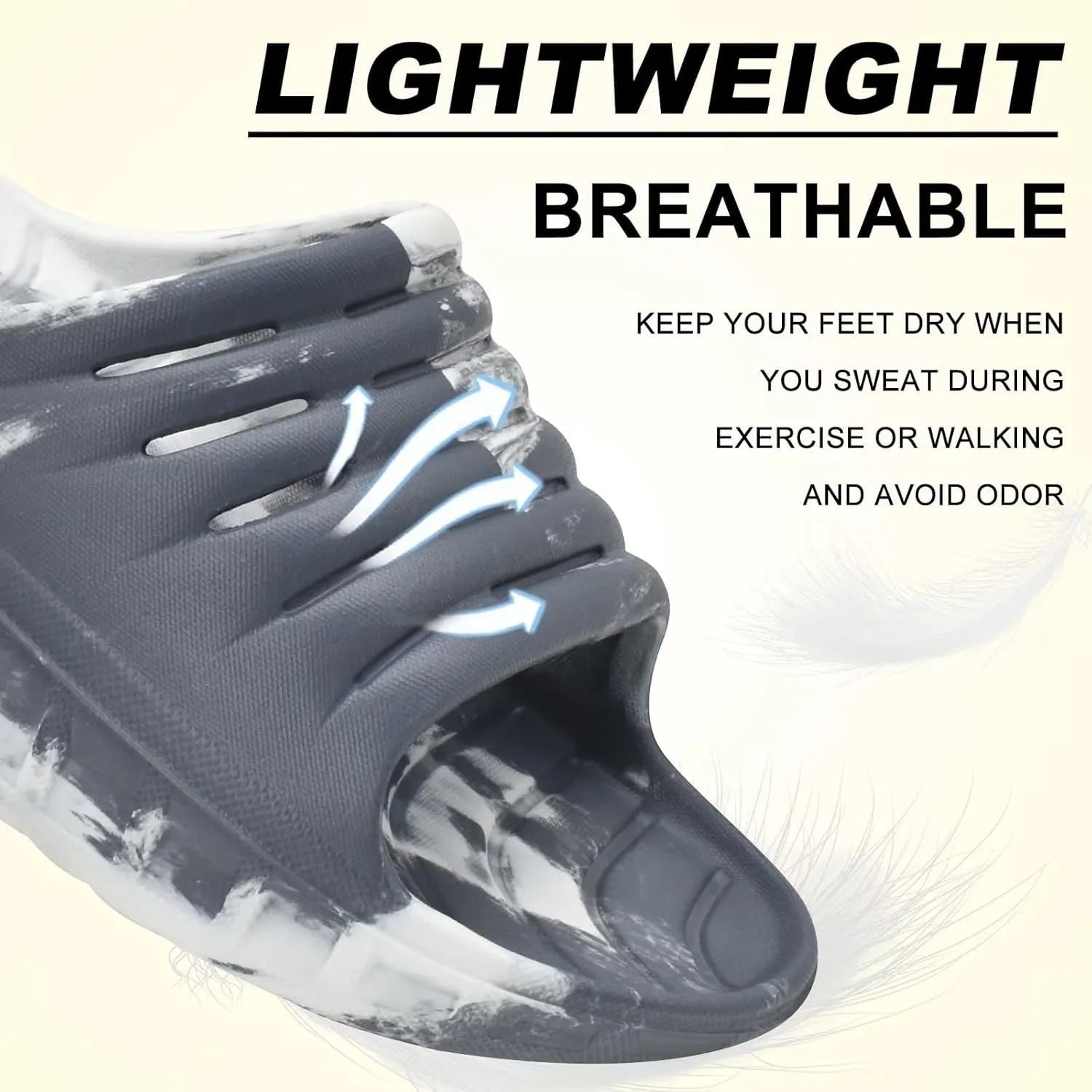 KuaiLu Mens Recovery Sandals Orthotic Thick Cushion Open Toe Sport Slides, Reduces Stress on Feet With Comfortable Plantar Fasciitis, Joints & Back Post-Exercise