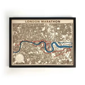 London Marathon Wooden Map