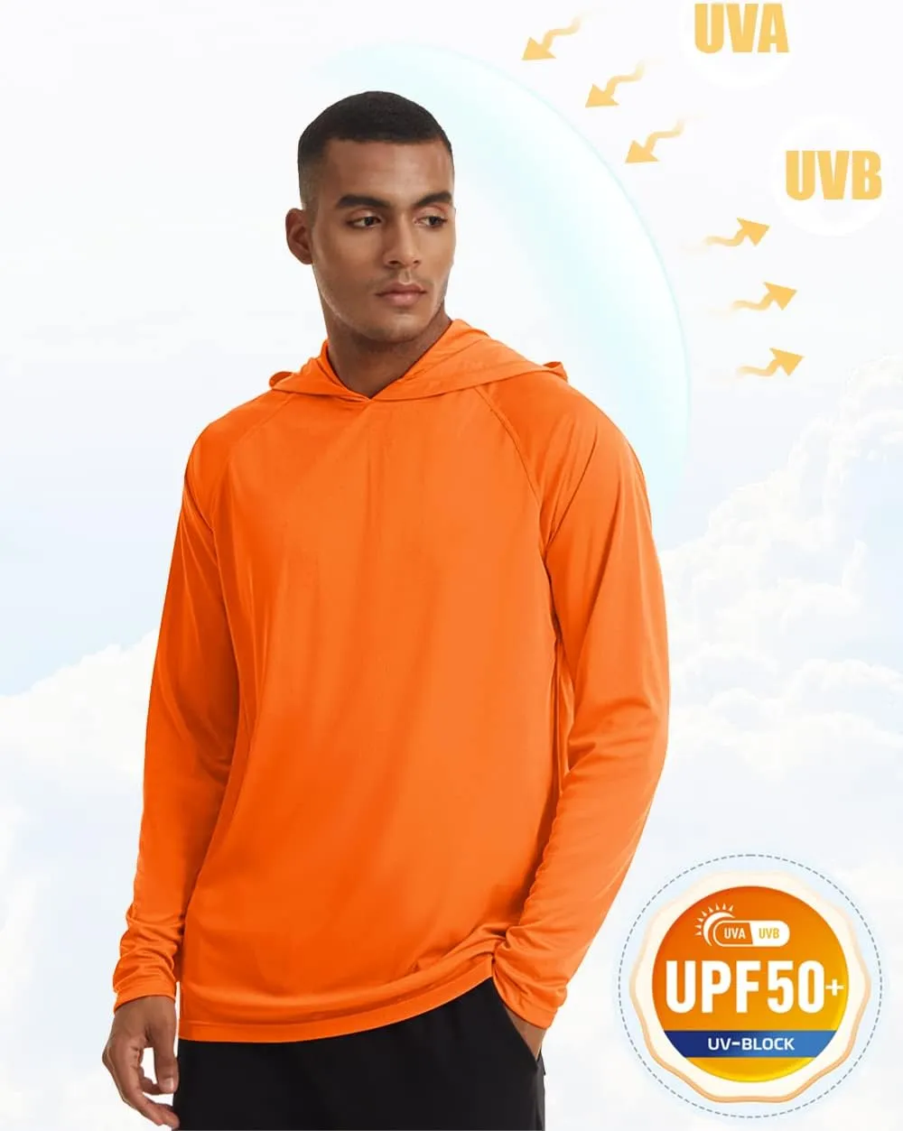 MAGCOMSEN Men's Hooded UPF 50  Sun Protection T Shirts Long Sleeve Athletic Fishing Shirts Rash Guards