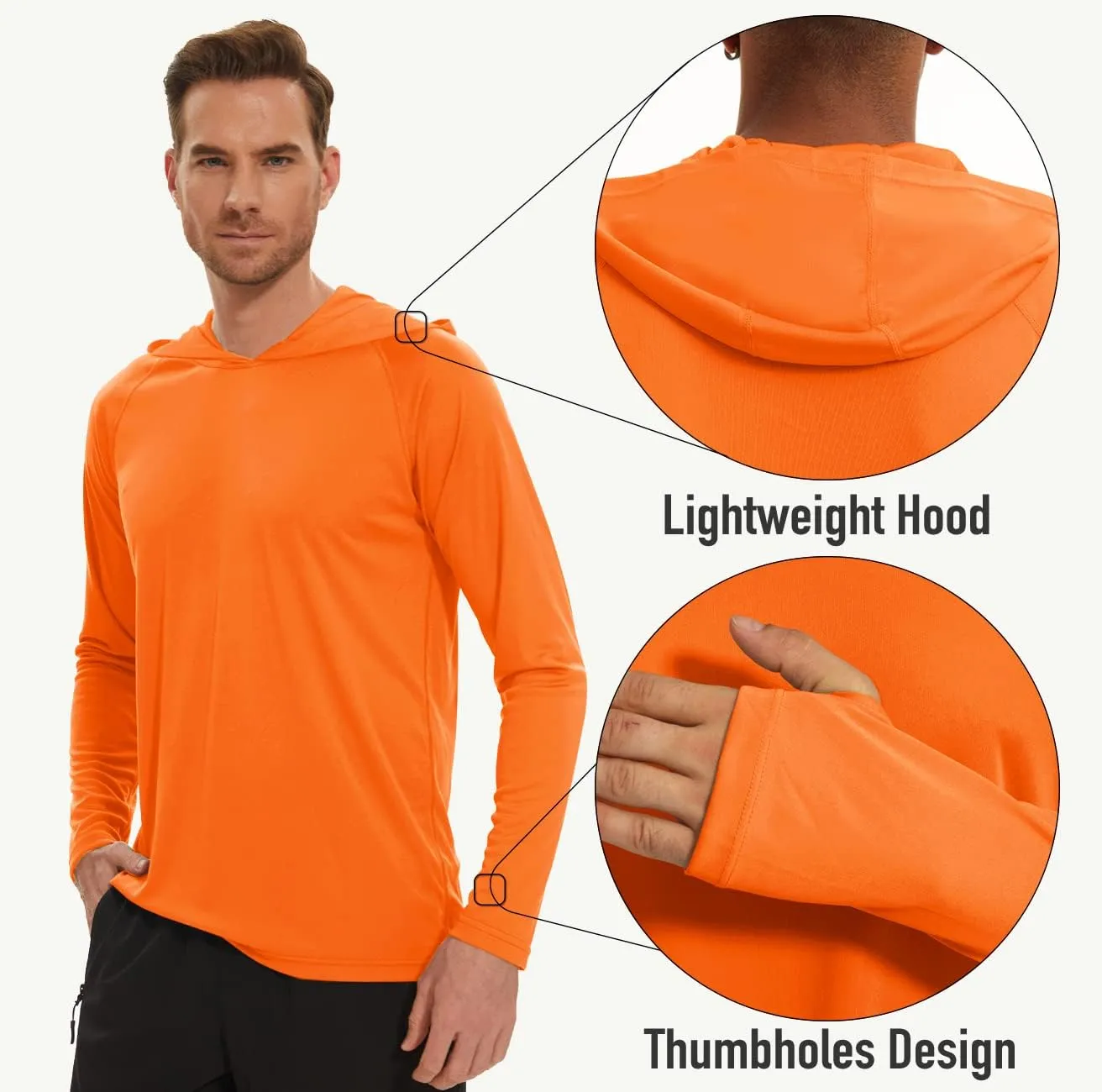 MAGCOMSEN Men's Hooded UPF 50  Sun Protection T Shirts Long Sleeve Athletic Fishing Shirts Rash Guards
