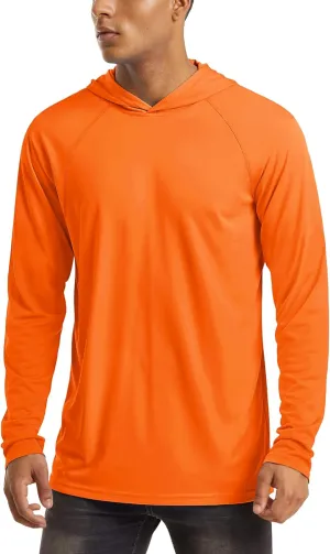 MAGCOMSEN Men's Hooded UPF 50  Sun Protection T Shirts Long Sleeve Athletic Fishing Shirts Rash Guards