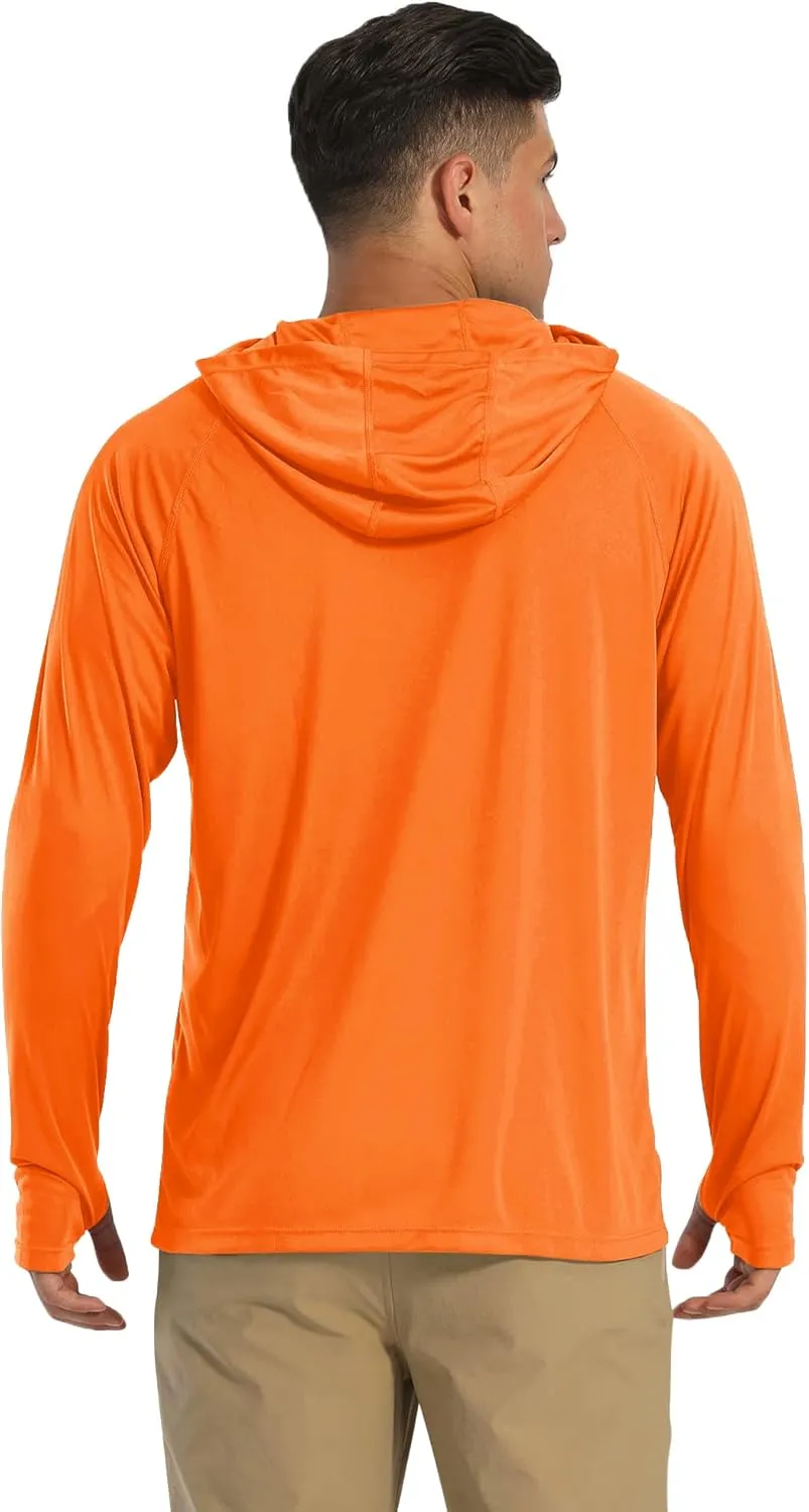 MAGCOMSEN Men's Hooded UPF 50  Sun Protection T Shirts Long Sleeve Athletic Fishing Shirts Rash Guards
