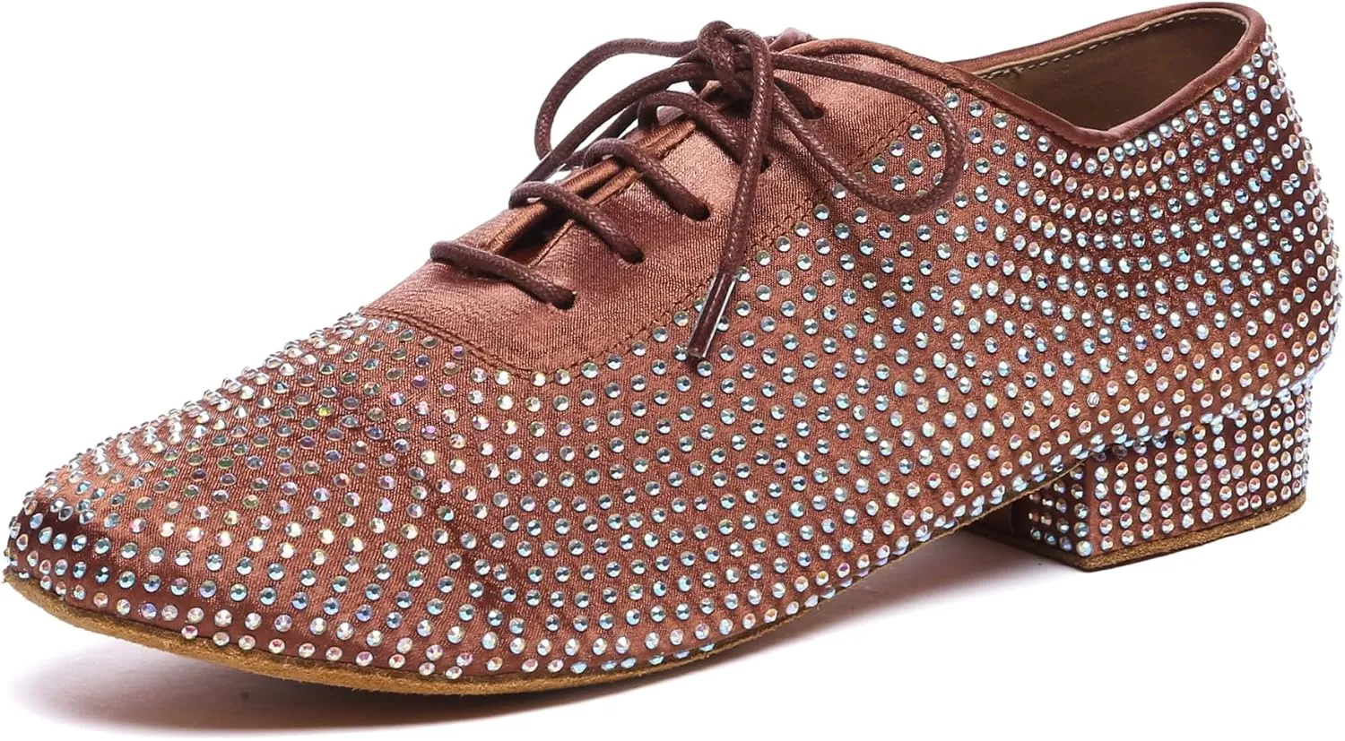 Minishion Mens Professional Dance Shoes Soft Lace-Up Latin Salsa Tango Dancing Shoes with Rhinestones