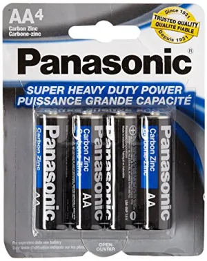 Panasonic 5734 4PC AA Batteries 1.5V, Black (Pack of 4)