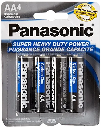Panasonic 5734 4PC AA Batteries 1.5V, Black (Pack of 4)